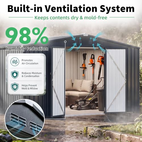 10' x 10' Waterproof Metal Outdoor Storage Shed