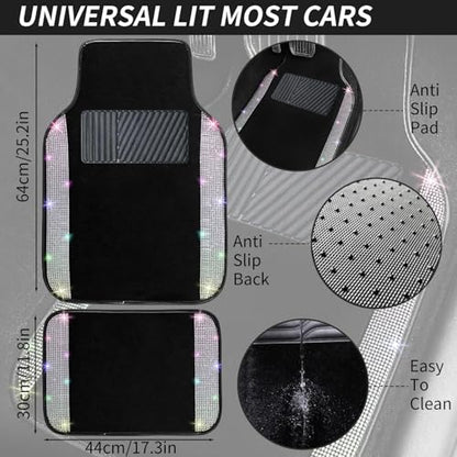 Multicolor Bling Car Floor Mats Full Set