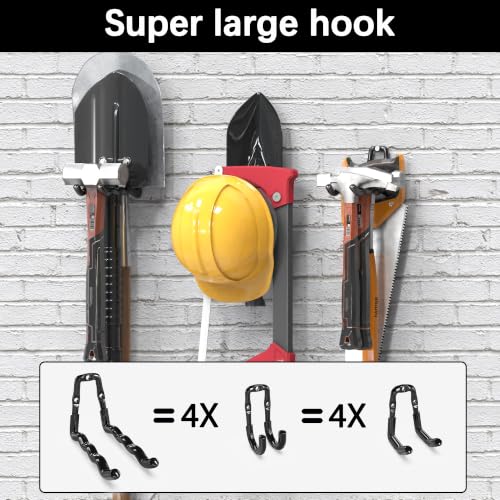 Garage Hooks Heavy Duty 6 Pack Wall Mount Storage Organizer (4 Count)