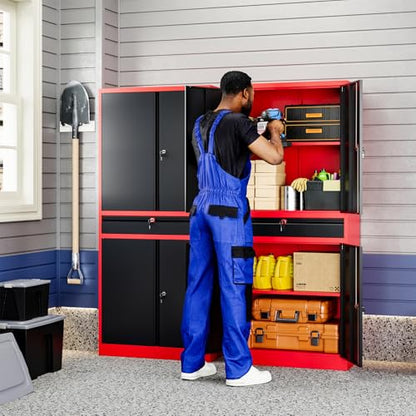 Metal Garage Storage Cabinet with Locking Doors and Adjustable Shelves