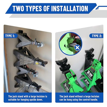 4 Packs Jack Stand Holder Wall Mount Organizer Bracket Rack Fits 4 & 5 & 6 Ton Jack Stands (4 Count)