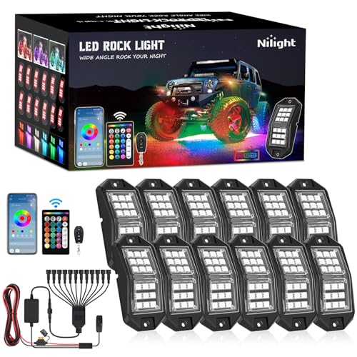 RGB LED Rock Lights Kit 12 PCS 18LED Wide Angle Wheel Well Light
