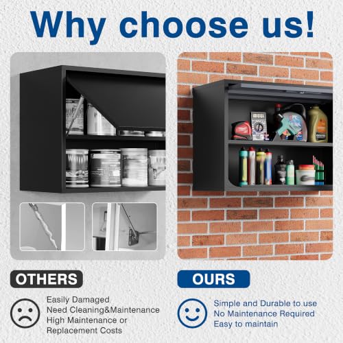Metal Storage Cabinet Black&Gray Wall Cabinets with Shelf and Locking Door