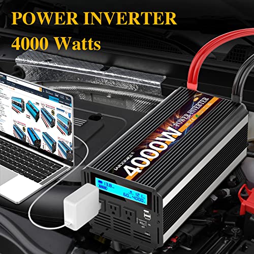 4000 Watt Power Inverter 12V DC to 110V 120V Converter for Family RV Off Grid Solar System Car with Type