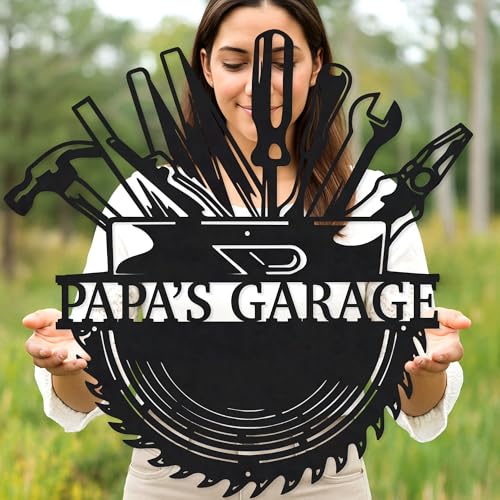 Custom Garage Workshop Metal Sign Personalized Tool Name Wall Art for Car Truck Mechanic Shop Decor Durable Steel Sign for Dad Husband Men’s Auto Workspace or Fence