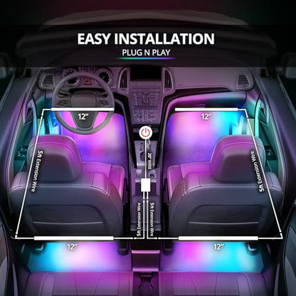 Aura DreamColor RGBIC Interior Car Lights with App & Remote (4 Count)