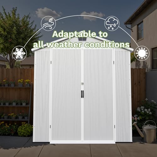 6X8 FT Resin Outdoor Storage Shed with Floor