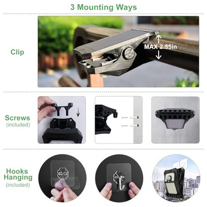 45LEDs Solar Lights Outdoor Clip Motion Sensor Lights 3 Modes 3 Mounting Ways IP65 Waterproof Security Light for Chain Link Fence Camping Gate (2 Count)