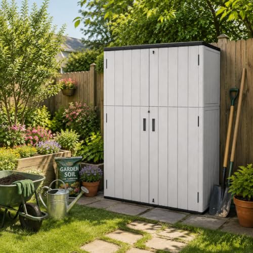 47 Cu.Ft Vertical Outdoor Storage Shed with Reinforced Floor