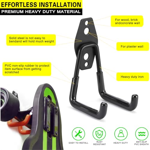 2 Pack Garage Hooks Heavy Duty Storage Organizer Wall Mount Power and Garden Tool Hangers