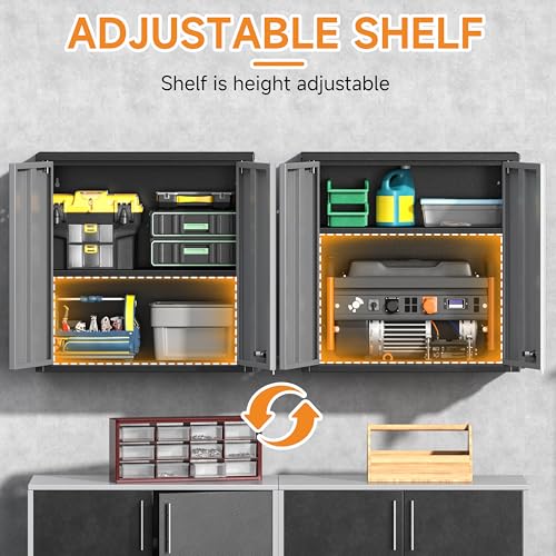 Metal Garage Wall Cabinet with 2 Doors and 1 Adjustable Shelf