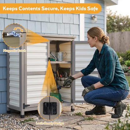 Outdoor Storage Cabinet with Lockable Doors