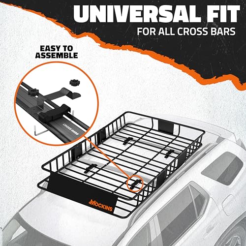 64"x39"x6" Extendable Cargo Roof Rack Basket with 250 Lbs Capacity