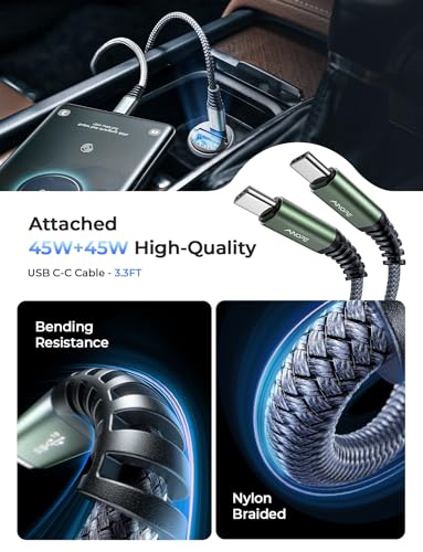 90W Car Charger USB C Fast Charge