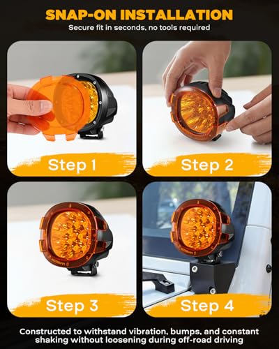 P4 Series 4 Inch Deep Amber Light Covers Offroad Lights Lens Cap (2 Count)