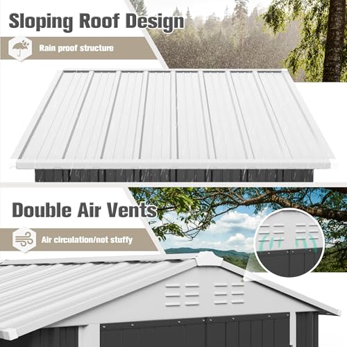 Metal Outdoor Storage Shed 6 x 8 FT Metal Shed with Lockable Door