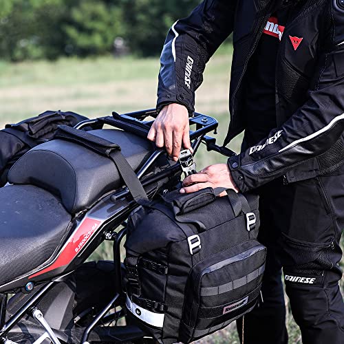 Motorcycle Saddlebag Waterproof Motor Luggage Pack Quick Release Motorbike Side Bag 20L Fits Most Adventure and Sports Bike Motorcycle Racks