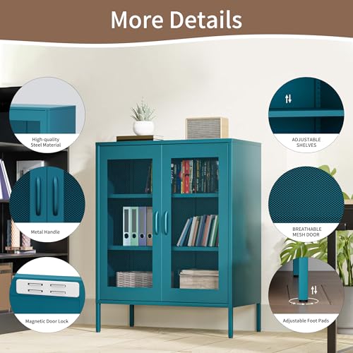 Metal Storage Cabinet with Mesh Doors