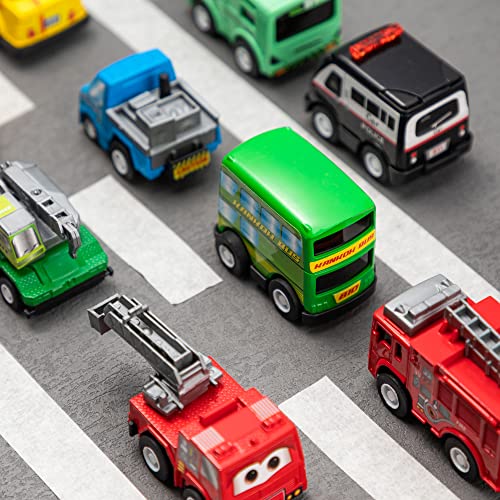 18 Pcs Pull Back City Cars and Trucks Toy Vehicles Set (18 Count)