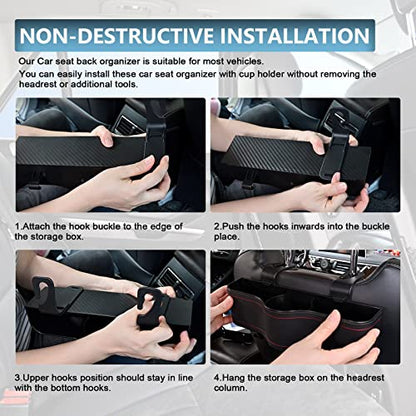 Backseat Car Organizer with Cup Holder &Headrest Hooks
