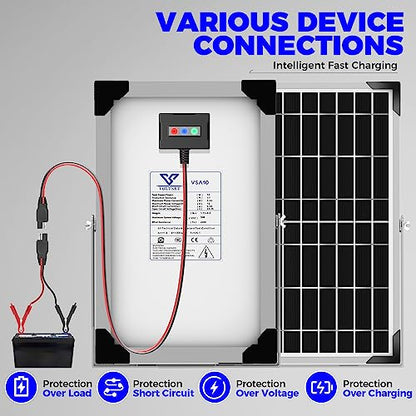 10W 12V Solar Panel Battery Charger Trickle Maintainer Kit
