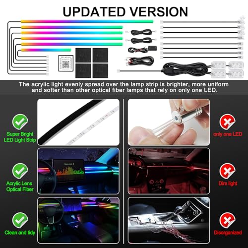 Dreamcolor Acrylic Interior Car LED Strip Light with Wireless APP
