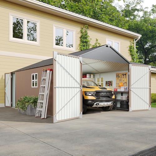 12x20x9.3FT Metal Storage Shed Outdoor Large Garage Shed Garden Tool