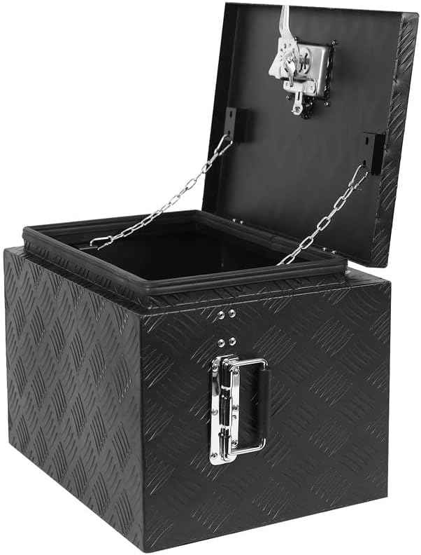 18 Inch Heavy Duty Aluminum Tool Box - Waterproof Square Truck Storage Organizer Chest for Pickup Truck Bed, RV Trailer - T-Handle Lock and Keys Included
