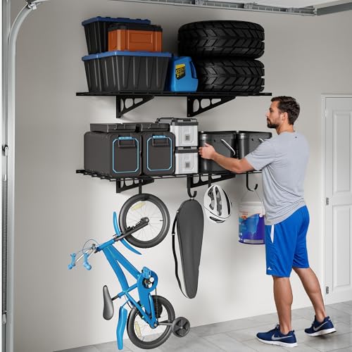 2 Pack 2x4ft Garage Shelving with Hooks (2 Count)