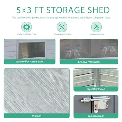 5x3 FT Outdoor Storage Shed with Windows