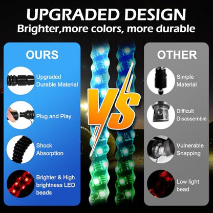 2PCS 3FT RGB LED Whip Light