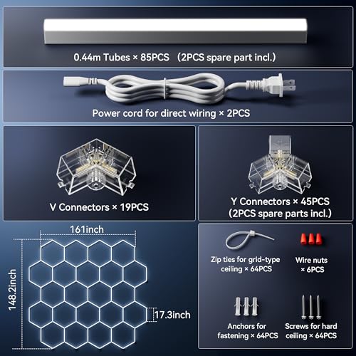 22 Grid Hexagon LED Garage Lights (83 Count)