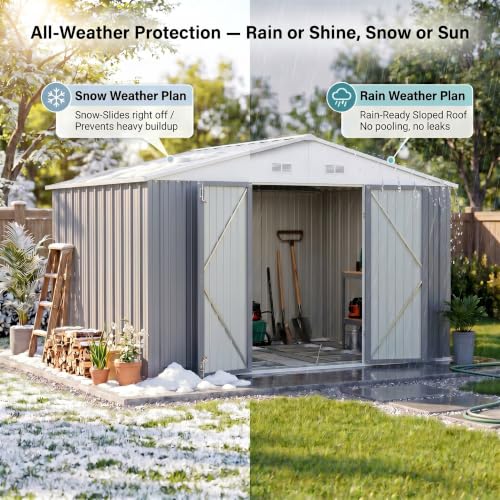 10x8 FT Outdoor Storage Shed with Floor Frame