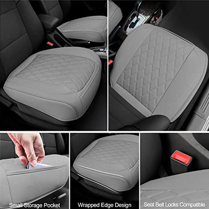 2 Pack Leather Front Car Seat Bottom Covers Gray (2 Count)