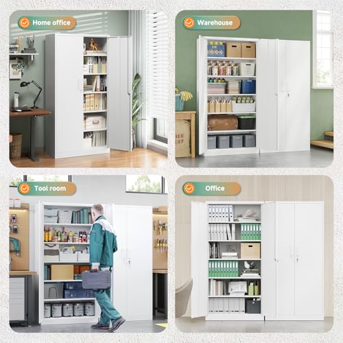 Metal Storage Cabinet with Lock Door Adjustable Shelf