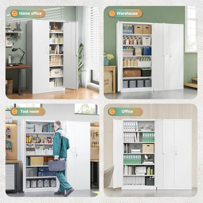 Metal Storage Cabinet with Lock Door Adjustable Shelf