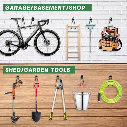 4 Piece Garage Hooks Wall Mount Storage Hanger with 4 Extension Cord Holder Organizer (8 Count)