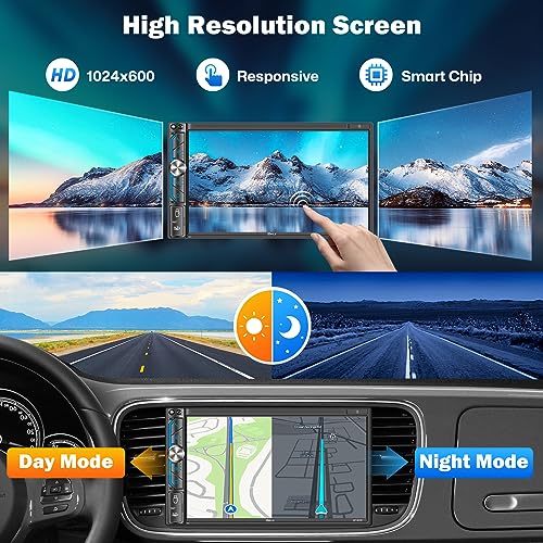 7" Wireless Double Din Car Stereo Apple Carplay Radio Screen for Car Audio Receivers