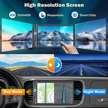 7" Wireless Double Din Car Stereo Apple Carplay Radio Screen for Car Audio Receivers