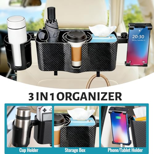 Car Back Seat Organizer with 2 Cup Holders & Tablet Holder