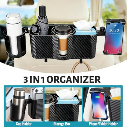 Car Back Seat Organizer with 2 Cup Holders & Tablet Holder