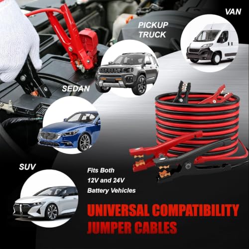 8 Gauge 12 Feet Jumper Cables for Car (12 Foot)