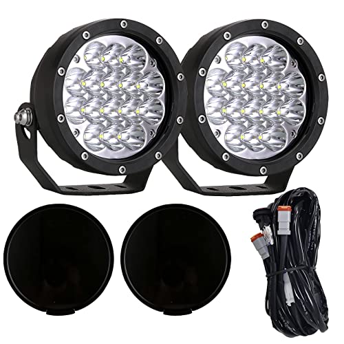 Pair 160w 5 Inch Round Led Offroad Driving Lights Fog Lights 18800LM Offroad Spot Light Driving Light Pods Light Bar with Wiring Harness 12V 24V for Car Trucks SUV UTV ATV