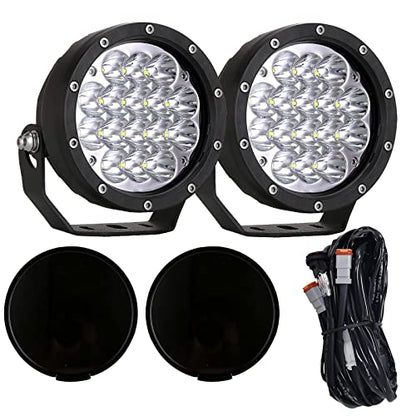Pair 160w 5 Inch Round Led Offroad Driving Lights Fog Lights 18800LM Offroad Spot Light Driving Light Pods Light Bar with Wiring Harness 12V 24V for Car Trucks SUV UTV ATV