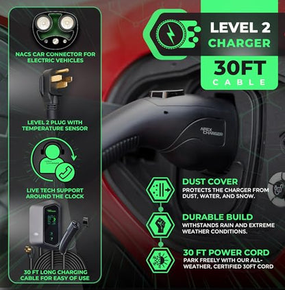 MACH 1 NACS Connector. Fast 48 Amp Level 2 EV Charger
