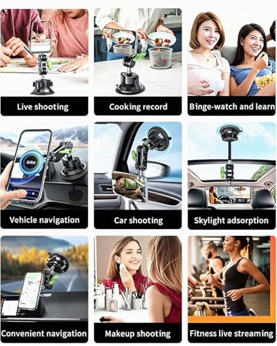 Magnetic Car Phone Holder Windshield Suction Cup Mount