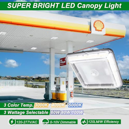 LED Canopy Garage Light 3CCT LED Gas Station Commercial Fixture Lights