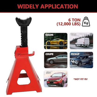 6 Ton (12,000 LBS) Automotive Jack Stands