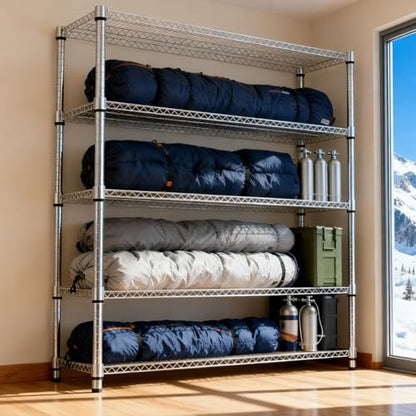 5 Tiers Shelf 3300 lbs Steel Storage Shelving Utility Shelving Unit Steel Organizer Wire Rack for Home (5 Count)
