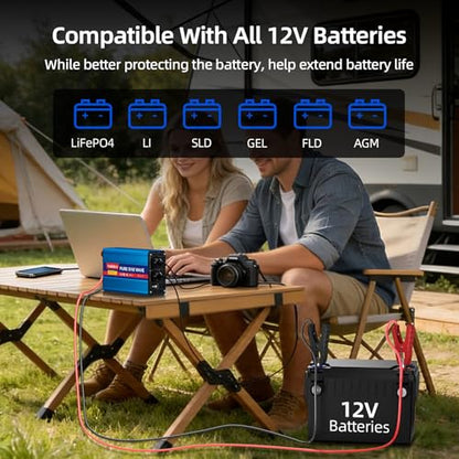 500W Pure Sine Wave Power Inverter 12V DC to 110V 120V AC for Vehicles